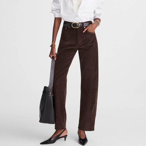 Madewell Pants - Madewell Petite Balloon Barrel Leg Corduroy Pants Dark Carob Brown Baggy 28P